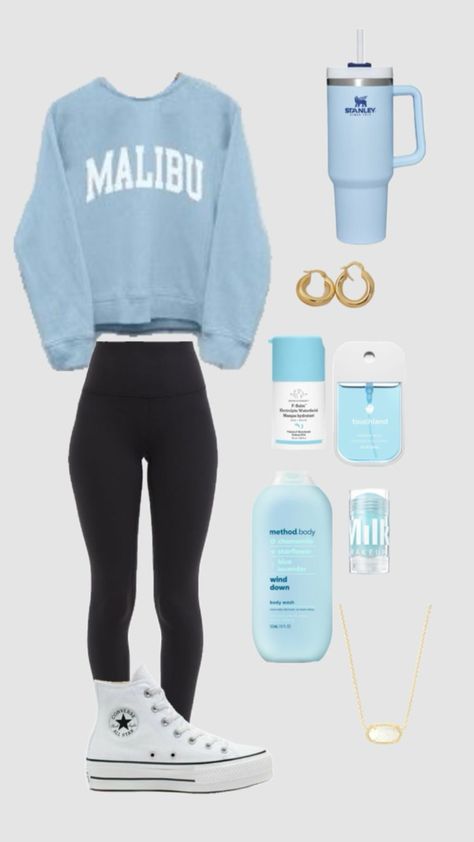 Light Blue Converse Outfit, Outfits Aesthetic Invierno, Blue Converse Outfit, Light Blue Converse, Comfy School Outfits, Girls Night Outfit, Converse Outfit, Simple Outfits For School, Blue Converse