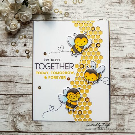 HelloBluebird_beehappy_01IG Hello Bluebird, Anniversary Cards Handmade, 40th Wedding Anniversary, Honey Bee Stamps, 카드 디자인, Happy Cards, Bee Cards, Bee Crafts, Wedding Anniversary Cards