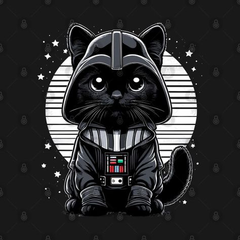 Cat Vader .A cute gift for cat lover and star wars lover Darth Vader Cat, Star Wars Cat, Nerdy Wallpaper, Star Wars Poster Art, Star Wars Painting, Gift For Cat Lover, Star Wars Day, Star Wars Poster, Star Wars Fandom