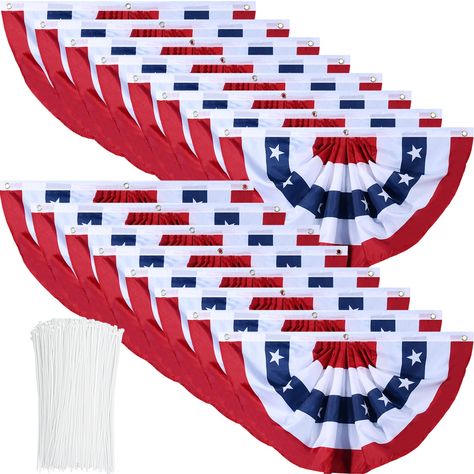 PRICES MAY VARY. Package included: there are 2 pieces, 3 pieces, 4 pieces, 5 pieces, 6 pieces, 7 pieces, 8 pieces, 9 pieces, 10 pieces patriotic bunting flags and zip ties in a package for you to choose from, enough quantity for your use and replacement Available occassions: these bunting is great 4th of July decorations, they can be hung on porch, patio, yard, gate, office, garden, window or any place you want to decorate Color double sided: the American flag bunting feature red and blue stripe American Flag Bunting, Patriotic Bunting, Yard Gate, Memorial Day Decorations, Garden Window, Bunting Flag, Office Garden, Bunting Flags, 4th Of July Decorations