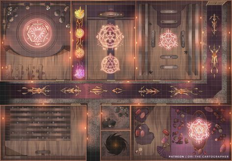 Grand summoning happening in these walls! #battlemaps #TTRPG #interior #hall #magic #rituals #summoning #arcane #tabletop Divination Wizard, Wizard Room, Rpg Ideas, Dnd Maps, Rpg Map, Study Rooms, Art Studies, Fantasy World, Runes