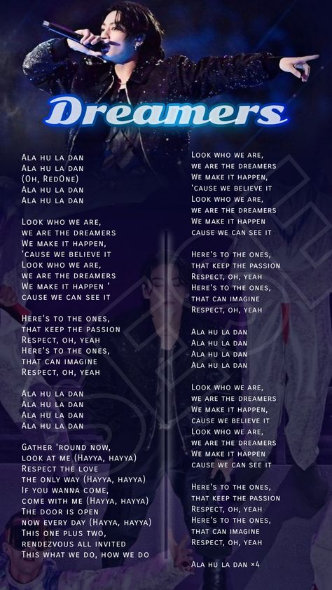 Dreamers Song Lyrics, Dreamers Jungkook Lyrics, Seven Lyrics Jungkook, Kpop Song Lyrics Video, Dreamers Lyrics, Dreamer Lyrics, Kpop Songs Lyrics, Dreamers Jungkook, Kpop Song Lyrics