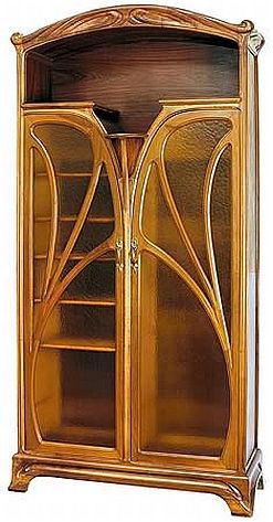 Art Nouveau Bookcase Art Nouveau Bookcase, Art Nouveau Bookshelf, Arts And Crafts Movement Furniture, Bookcase Art, Art Nouveau Door, Architecture Art Nouveau, Nouveau Furniture, Door Bookcase, Art Nouveau Interior