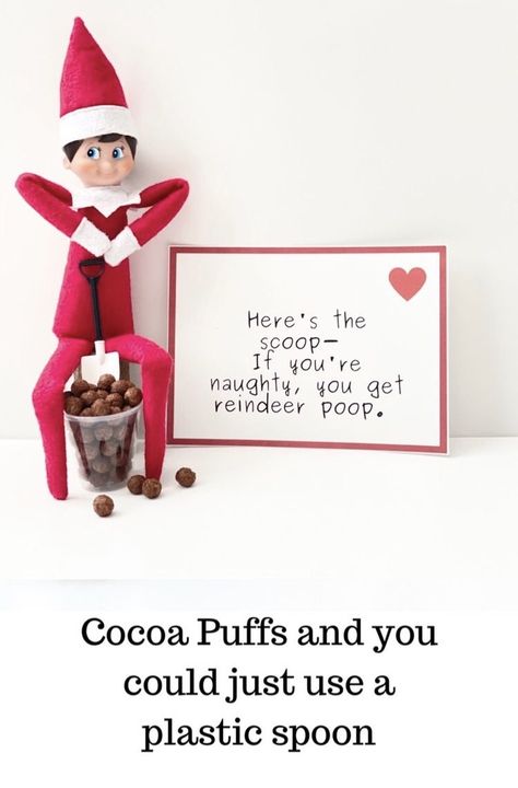 Elf Reindeer Poop, Fast Elf On The Shelf Ideas Simple, Elf On The Shelf Reindeer Poop, Elf On The Shelf Cookie Thief Prank, Snoop Dogg Elf On The Shelf, Elf Poop Ideas, Elf On The Shelf Reindeer, Stoop Ideas, Stanley Ideas