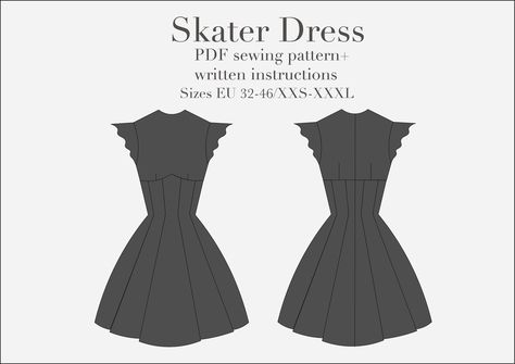 Skater Dress PDF Sewing Pattern, Sizes XXS-XXXL Skater Dresses Pattern, Kleidung Diy, Techniques Couture, Couture Mode, Ropa Diy, Adobe Acrobat, Sewing Design, Diy Sewing Clothes, Clothes Sewing Patterns