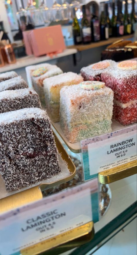 #lamingtons #cute #cakes #bakery Lamington Recipe, Lamington Cake, Cafe Business, Food Aesthetics, Cakes Recipes, British Baking, Ice Cream Shop, Tea Parties, Cute Cakes