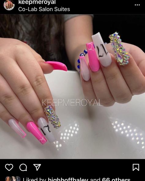 Birthday Nails Taurus, Taurus Birthday Nails, Taurus Nails Designs, Taurus Nails, Bday Nails, 17 Birthday, Taurus Birthday, Colored Acrylic, Colored Acrylic Nails