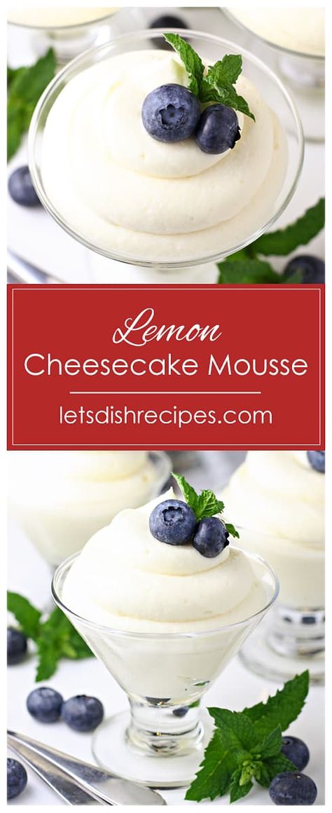 Lemon Cheesecake Mousse, Pudding Recept, Cheesecake Lemon, Cheesecake Mousse Recipe, Dessert Cheesecake, Lemon Mousse, Cheesecake Mousse, Lemon Dessert Recipes, Elegant Desserts