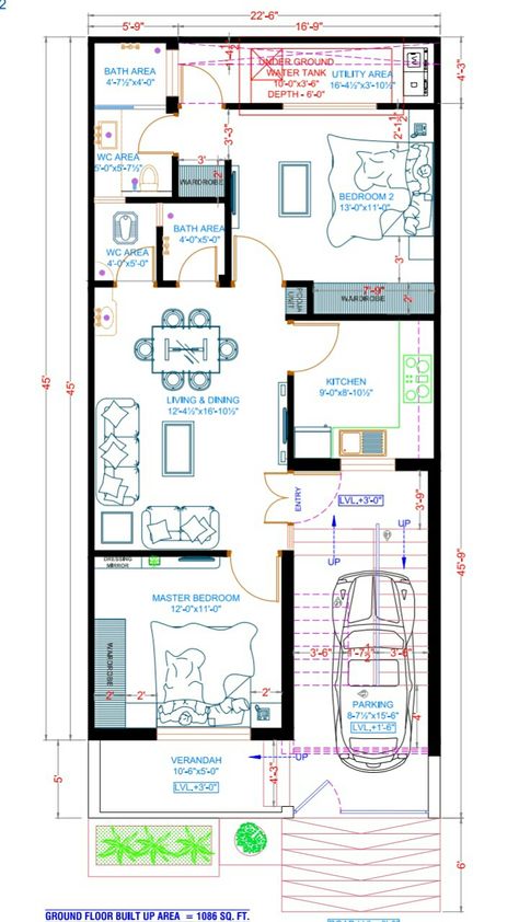 23×45 House Plan, 22×44 House Plan, 22x44 House Plan, 22×60 House Plan, 22×45 House Plan, 22x50 House Plan, 22×50 House Plan, 20 50 House Plan, Plan Of House