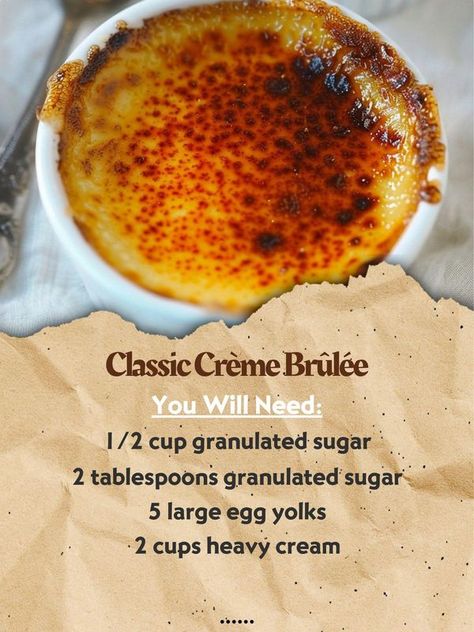 Cooking with Brenda Gantt | Classic Crème Brûlée | Facebook Walnut Ice Cream, Fresh Peach Pie, Creme Brulee Recipe, Brulee Recipe, Dessert Recipies, Pie Tops, Girl Cooking, Custard Filling, Elegant Desserts