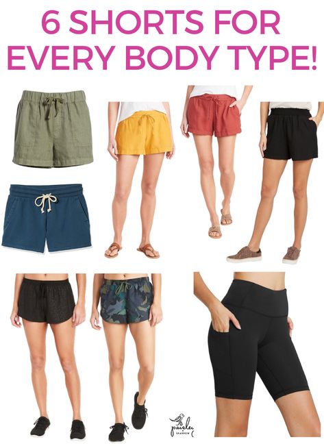 Here are 6 different comfortable summer shorts for women shown on 2 different body types with full reviews! These will work in casual outfits and work for curvy or athletic body types! Type Of Shorts Women, Best Athletic Shorts, Curvy Shorts Outfit, Summer Outfits For Curvy Women, Plus Size Summer Shorts, Shorts For Plus Size Women, Shorts For Curvy Women, Athletic Body Types, Fashion Terminology