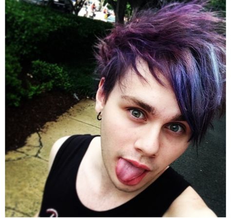 Purple Hair! Michael Clifford Hair, 5sos Michael Clifford, 5sos Facts, Mikey Clifford, Michael Ashton, 5sos Michael, What I Like About You, Galaxy Hair, Michael Gordon