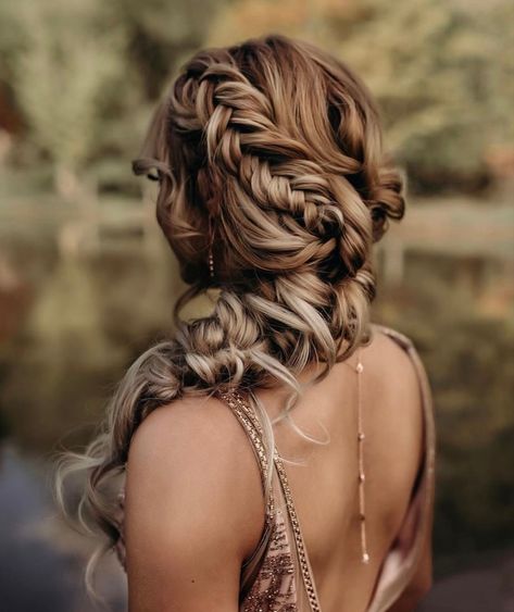 Braided Wedding Hair, Formal Hairstyles For Long Hair, Prom Hairstyle, Side Swept Hairstyles, Bridal Braids, Swimming Hairstyles, Hairstyles Bridesmaid, Boho Hair, Braided Ponytail Hairstyles