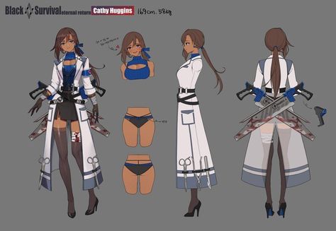 ArtStation - Cathy Huggins (black survivor : eternal return) , Kyuri Eternal Return, Reference Board, Character Portrait, Character Model Sheet, Anime Guys Shirtless, 캐릭터 드로잉, Concept Artist, Game Concept Art, Warrior Girl