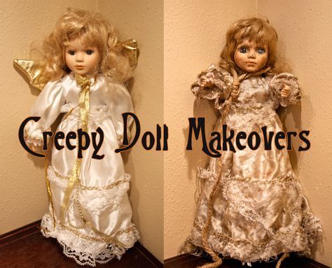 By popular request, here's a quick tutorial for my Creepy Doll Mobile! Doll Halloween Decorations, Creepy Doll Halloween, Creepy Baby Dolls, Halloween House Party, Creepy Doll, Doll Halloween, Scary Dolls, Haunted Dolls, Fun Halloween Decor