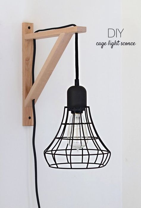 IKEA Hacks and DIY Hack Ideas for Furniture Projects  and Home Decor from IKEA -  DIY IKEA Hack Cage Light Sconce - Creative IKEA Hack Tutorials for DIY Platform Bed, Desk, Vanity, Dresser, Coffee Table, Storage and Kitchen Decor http://diyjoy.com/diy-ikea-hacks Platform Bed Diy, Ikea Ekby, Koti Diy, Diy Regal, Diy Platform Bed, Diy Muebles Ideas, Diy Lampe, Diy Wand, Cage Light