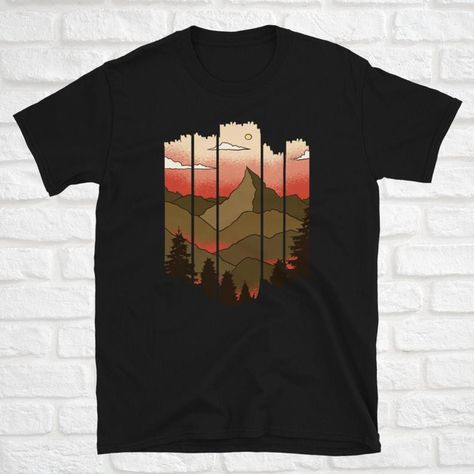 Mountains Shirt Sunset Shirt Graphic Mountain Tee Nature | Etsy Hiking Shirt Design, Graphic Mountain, Mountains Shirt, Sunset Shirt, Mountain Tee, Shirt Inspiration, Mountain Tshirt, Travel Tees, Tshirt Design Inspiration