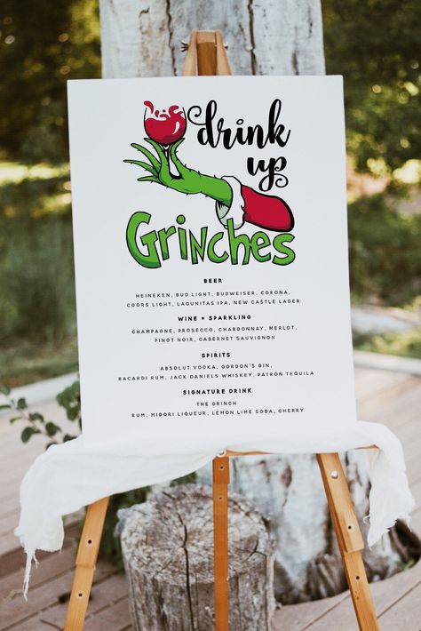 Lagunitas Ipa, Christmas Party Menu, Menu Christmas, Drink Up Grinches, Christmas Party Drinks, Bar Menu Template, Drink Names, Holiday Bar, Bacardi Rum