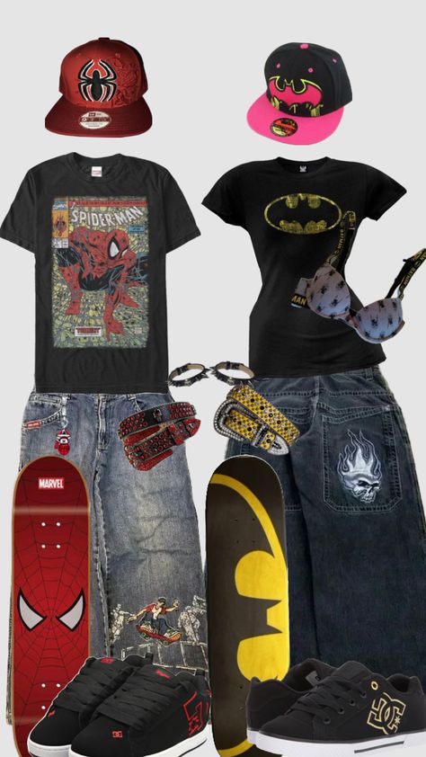 #spiderman #batman Spiderman Outfit, Street Style Outfits Casual, Batman Outfits, Latina Fashion Outfits, Baggy Clothes, Outfit Inspo Casual, Matching Couple Outfits, Swaggy Outfits, Cute Everyday Outfits