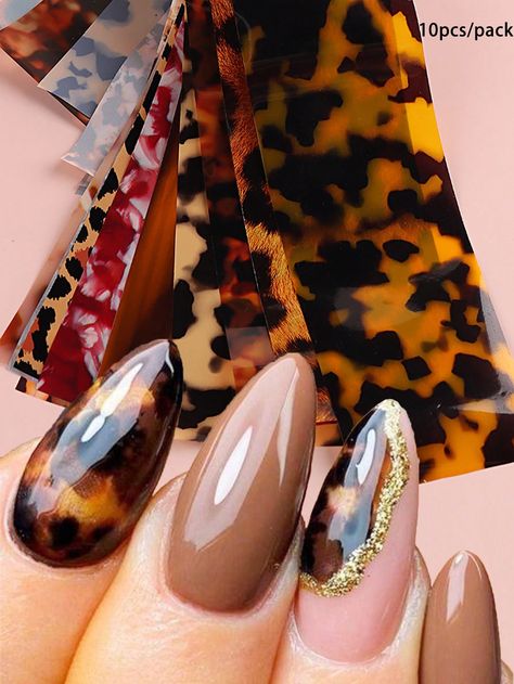 Uñas Animal Print, Leopard Print Nails, Best Nail Art Designs, Nail Beauty, Nail Tattoo, Foil Art, Nail Patterns, Foil Nails, Nail Accessories