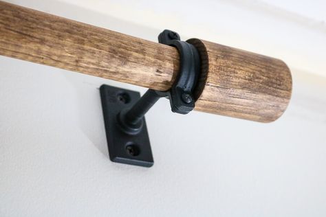 Knockoff West Elm Curtain Rods West Elm Curtains, Farmhouse Curtain Rods, Rustic Curtain Rods, Modern Curtain Rods, Wooden Curtain Rods, West Elm Inspired, Cortinas Boho, Mid Century Curtains, Wood Curtain Rods