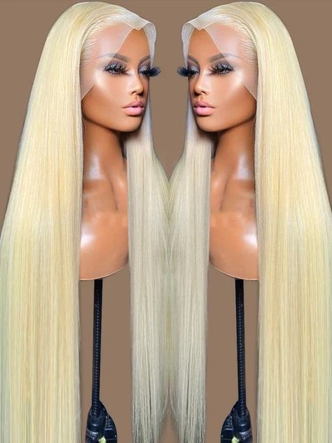 Blonde Wig On Mannequin, 613 Straight Wig, Coloured Wigs, Wig Mannequin, Honey Blonde Color, Magic Hair Curlers, Blond Wig, 613 Wig, Wigs Blonde