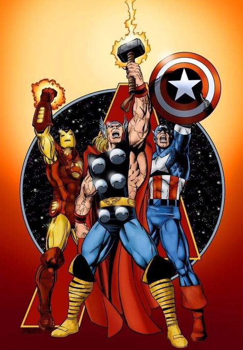 Avengers Earth's Mightiest Heroes, Thor Art, Avenger Artwork, Marvel Comics Vintage, Avengers Pictures, Captain America Comic, George Perez, The Mighty Thor, Superhero Team