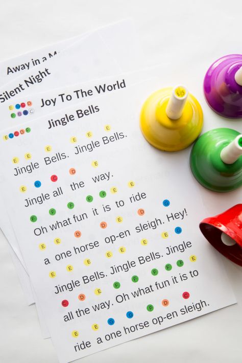 Christmas Hand Bell Music Sheets- Color Coded for easy playing- Christmas Tradition idea Music Sheets Printable, Hand Bell Songs, Christmas Music For Kids, Hand Bell Music, Handbell Music, Kids Xylophone, Music Printables, Popular Christmas Songs, Piano Music Lessons