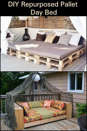 Pallet Day Bed, Outdoor Day Bed, Patio Bed, Pallet Daybed, Diy Daybed, Pallet Garden Furniture, Pallet Patio Furniture, Pallet Beds, Pallet Patio