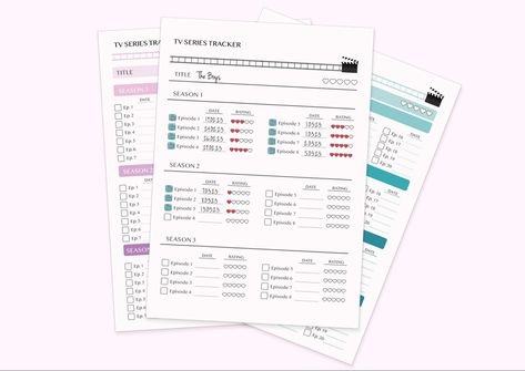 This is a digital and printable TV series tracker. Collect all the tv series episodes you watch in one place! FILES YOU RECEIEVE: - Total 140 PDF pages - 75 PDF for A4 size - 75 PDF for Letter size - 7 Versions (Each version has 5 different colors and 2 different sizes) Tv Show Journal, Tv Series Tracker, Series Tracker, Series To Watch, Printable Tracker, Tracker Free, Tv Episodes, A4 Size, Enough Is Enough