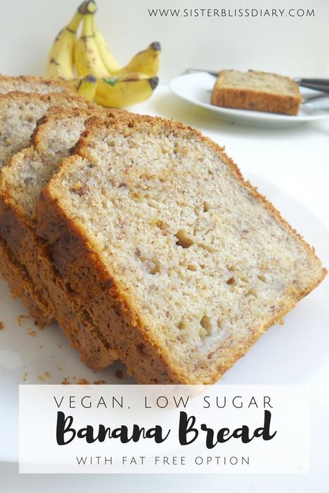 Low Sugar Banana Bread, Vegan Banana Bread Easy, Low Fat Cake, Banana Bread Vegan, Fat Free Vegan, Vegan Banana Bread, Kosher Recipes, Doughnut Recipe, Breakfast Dinner