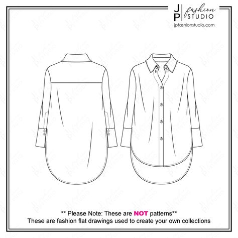 View my entire collection of fashion figures & Technical drawings, which are perfect for creating fashion collections as well as Tech Packs. Click to shop now!  ** Please Note: These are NOT patterns**  These are fashion flat drawings used to create your own collections. Women Oversized Blouse Vector Fashion Flat Oversized Shirt Flat Sketch, Oversized Shirt Sketch, Oversized Shirt Technical Drawing, Woman Shirt Design, T Shirt Pattern Design, Women Shirt Flat Sketch, Blouse Drawing Sketches, Shirt Illustration Sketches, High Low Shirt Outfit