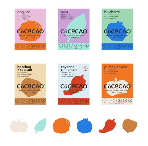 branding packaging chocolate organic color story palette typeface portland oregon local company design agency creative studio Bold Packaging Design, Fun Packaging Design, Colorful Packaging Design, Supermarket Branding, Spices Illustration, Ingredients Design, Kids Package Design, Bright Packaging, Bold Packaging