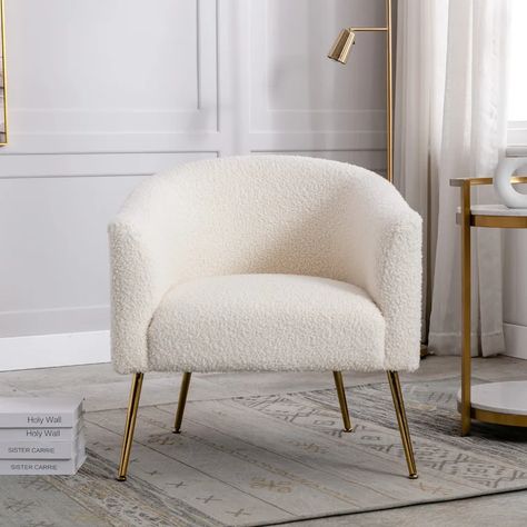 Living Room Chairs Comfy, Sherpa Accent Chair, Comfy Accent Chairs, Teddy Fabric, Single Sofa Chair, Home Office Living Room, Arm Chairs Living Room, Bedroom Chair, Upholstered Arm Chair