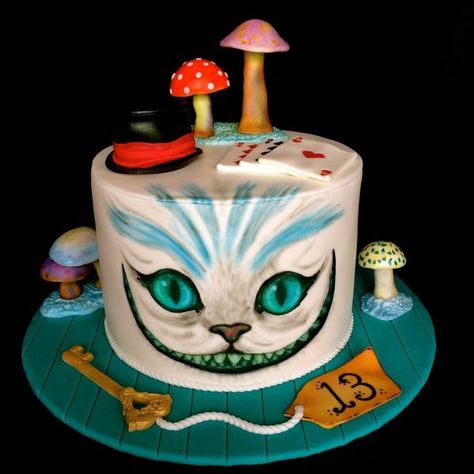 (8) Copy Cakes - Cheshire Cat from the Tim Burton movie version of... | Facebook Cat Party Ideas, Vanilla Buttercream Icing, Birthday Cake For Cat, Tim Burton Movie, Cat Cake, Buttercream Icing, Vanilla Buttercream, Cat Party, Cat Birthday