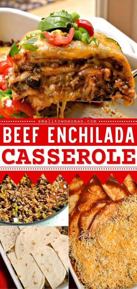 Hamburger Meat Enchilada Casserole, Beef And Cheese Enchilada Casserole, What To Do With Enchilada Sauce, Beef Enchalidas Recipes, Enchilada Bake Beef, Beef Burrito Casserole, Enchiladas Beef, Enchiladas Casserole, Mexican Casseroles