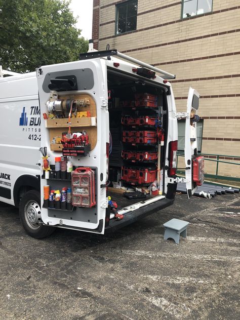 Work Car Organization Ideas, Plumbing Truck Organization, Handyman Van Setup, Work Van, Van Racking Ideas, Work Van Organization Ideas, Service Van Organization, Service Truck Organization, Electrician Van Organization