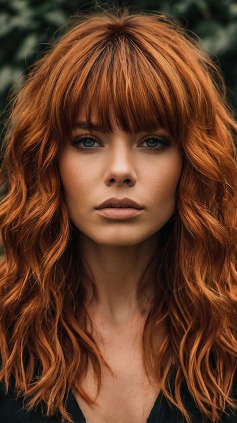 Edgy Copper Fringe: Effortless Auburn Copper Hair Dark Brunette To Copper Hair, Brunette To Copper Hair, Dimensional Red Hair Copper, Dimensional Red Hair, Copper Hair With Dark Roots, Auburn Copper Hair, Red Hair Copper, Copper Fringe, Copper Hair Dark