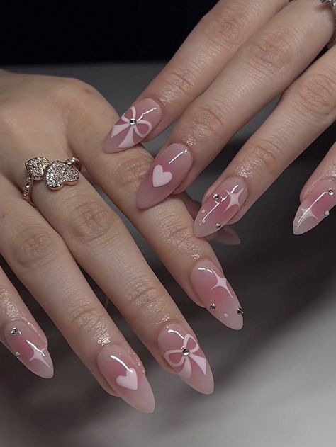 Pink  Collar    Color Nails Embellished   Nail,Hand & Foot Care Occasion Nails, Stile Blair Waldorf, Cute Pink Nails, Fake Nails Designs, Hello Nails, Cute Simple Nails, Pedicure Manicure, Girly Acrylic Nails, Blush Nails