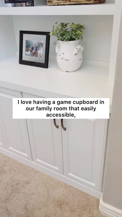 Maximize your cupboard space and get rid of worn boxes once and for all with this simple Board Game Cupboard refresh! Details and product links here - https://www.somewhatsimple.com/board-game-storage/ | Somewhat Simple | Somewhat Simple · Original audio Board Game Storage, Game Storage, Bits And Bobs, Landscaping Ideas, House Stuff, Cleaning Hacks, Cupboard, Board Games, Family Room