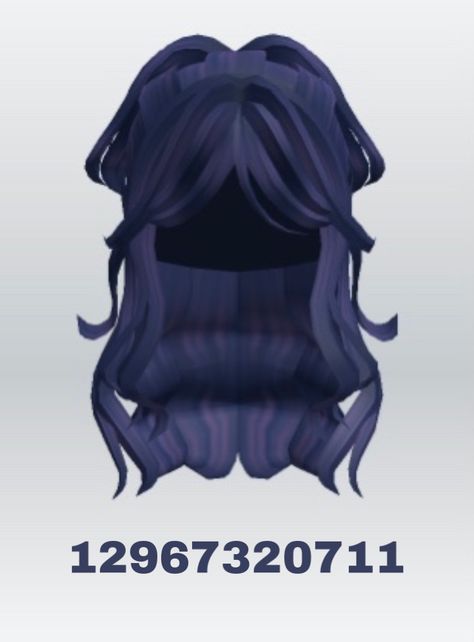 Blue Hair Codes For Berry Ave, Half Up Ponytail, Up Ponytail, Navy Blue Hair, Roblox Hair, Two Toned Hair, Dark Purple Hair, Hair Codes, Blue Black Hair