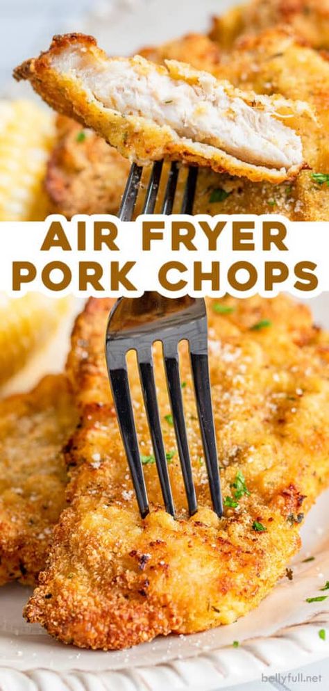 Breaded Pork Chops Air Fryer, Pork Chops Breaded, Pork Chops Air Fryer, Air Fry Pork Chops, Air Fryer Recipes Pork, Air Fryer Dinner, Recipe For Air Fryer, Air Fryer Pork, Breaded Pork Chops