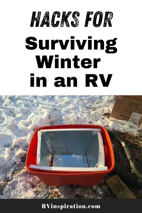 Winter RVing tips and hacks to prevent heat loss and survive cold weather when full time RVing | rvinspiration.com Rv Heating Ideas, Winter Rv Living, Rv Makeover Ideas, Rv Skirting, Rv Camping Hacks, Camper Organization Rv Living, Boondocking Camping, Rv Winterizing, Rv Models