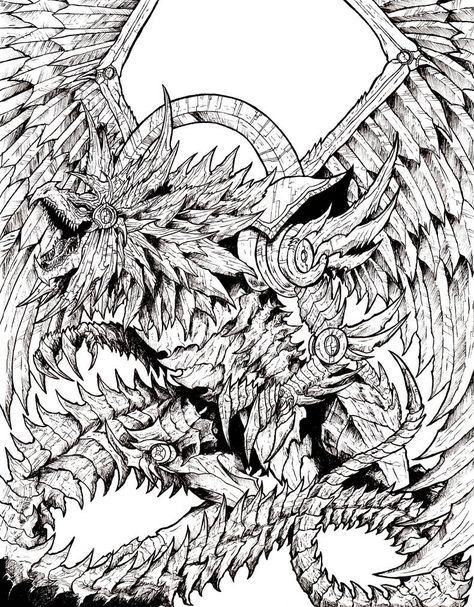 Winged Dragon of Ra - Lineart by WretchedSpawn2012 Obelisk The Tormentor Tattoo, Slifer The Sky Dragon Tattoo, Puppet Drawing, Yugioh Tattoo, Winged Dragon Of Ra, Slifer The Sky Dragon, Sky Dragon, Carhartt Bag, Dragon Tattoo Art