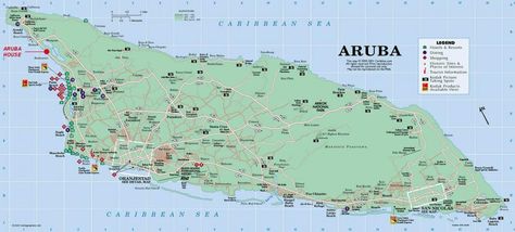 Map Of Aruba, Aruba Map, Aruba Island, Oranjestad Aruba, Cruise Kids, Oranjestad, North America Map, Lesser Antilles, Tourist Map