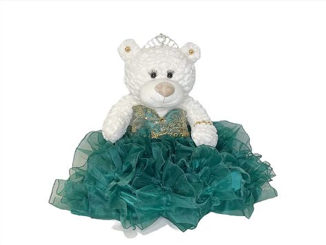 PRICES MAY VARY. 20" Quinceanera Teddy Bear with dress Can be given as a gift or used as a centerpiece 20 inches in height. Rhinestone tiara and an embroidered " Mis 15 Anos" For Collection and Decoration Purpose. For Age 14+. Due to different monitors/calibrations colors may vary slightly from the actual product. For those that are looking for something other than a doll... we now have the option of Quince Bears. These bears measure 20" long. Crème color, soft and cuddly, dressed in an elegant, Dark Green Quinceanera Theme Decor, Emerald Quinceanera Dress, Quinceanera Last Doll, Quince Bears, Quinceanera Centerpiece, Emerald Green Quinceanera Dresses, Dress Centerpiece, Green Quinceanera Theme, Crème Color