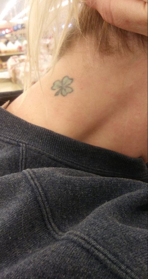 Four Leaf Clover Tattoo Behind Ear, Shamrock Tattoo, Leaf Clover Tattoo, Body Paintings, Four Leaf Clover Tattoo, Lucky Tattoo, Luck Tattoo, Clover Tattoo, Shamrock Tattoos