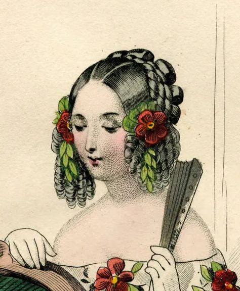 1840s in fashion | Byron's muse 1800s Hair, 1840s Fashion, Historical Hairstyles, Vintage People, Victorian Hairstyles, Victorian Scrap, Angel Images, 19th Century Fashion, Chatelaine