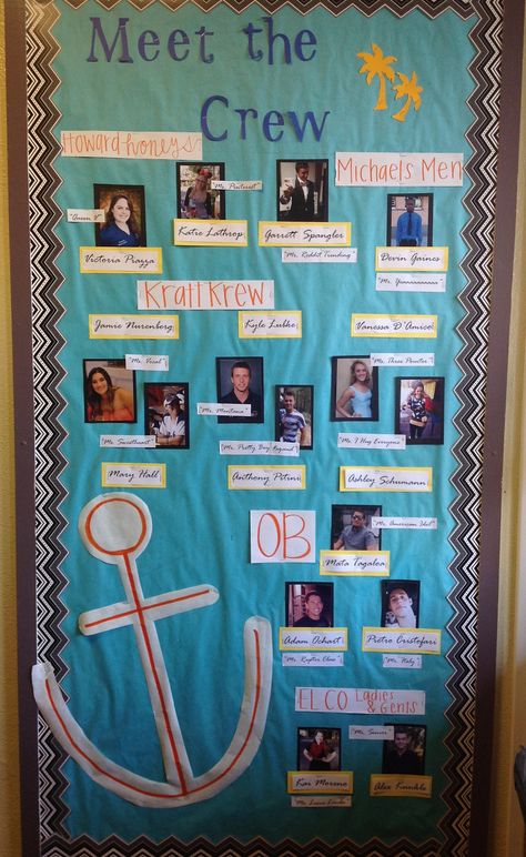 Meet the Crew Meet The Crew Bulletin Board, Meet The Team Bulletin Board, Team Bulletin Board, Ra Bulletins, Ra Bulletin Boards, Resident Assistant, Res Life, Residence Life, Door Decs