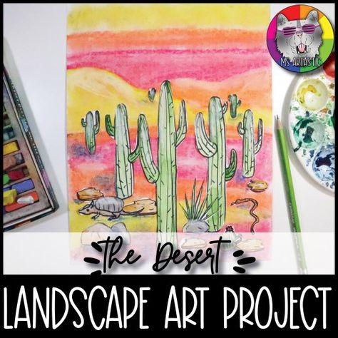 Back To School Art Projects, Artist Statement Template, Desert Artwork, Desert Landscape Art, Back To School Art, Drawing Course, Drawing Tutorials For Kids, Art Lessons For Kids, Art Videos Tutorials